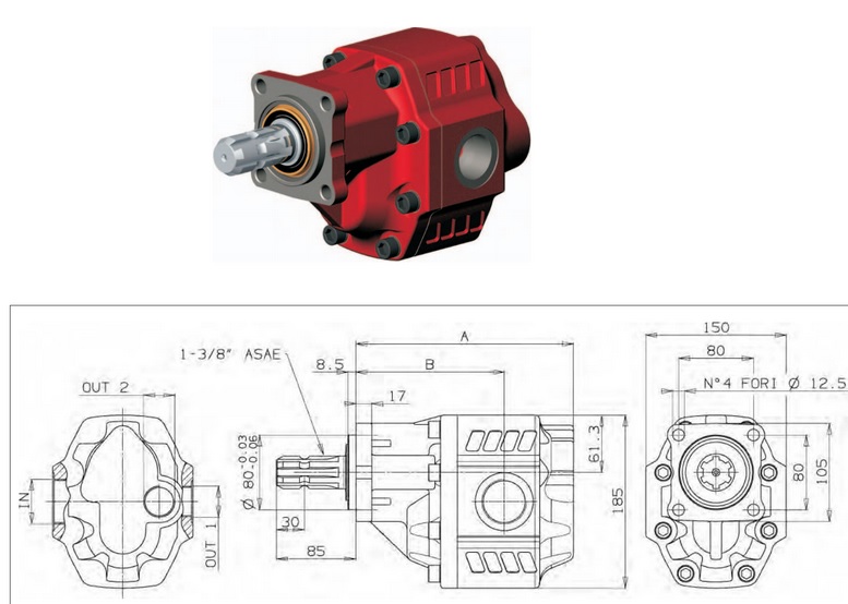 Gear pump Binotto NPGH-100 ASAE L 10506201011 - The best